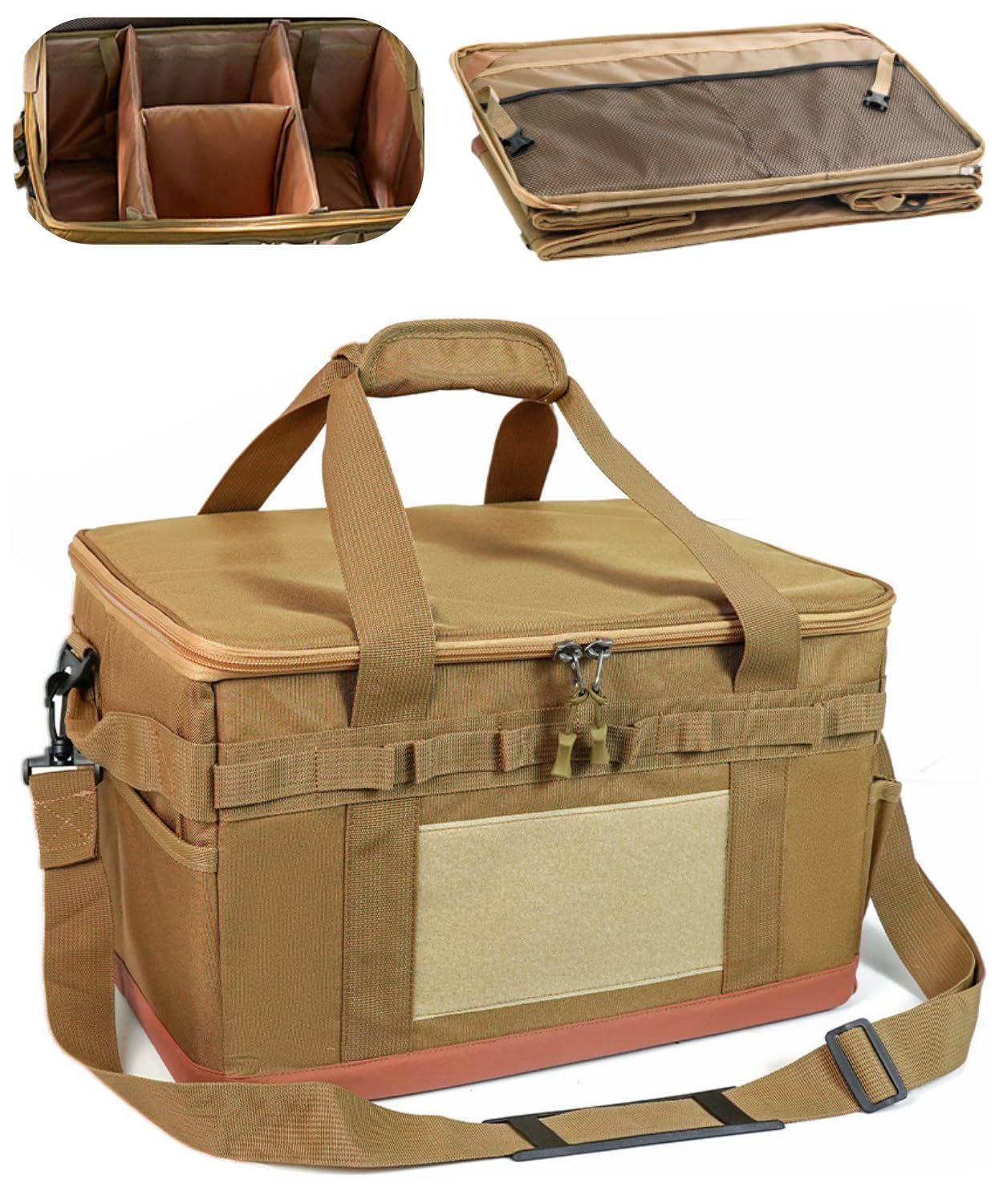 便利な 大容量 ソフトコンテナ 35L ボックス アウトドア キャンプ 収納ボックス 折り畳みコンテナ 屋外 防水 折り畳み 蓋付き ツールバッグ キャンプギア (カーキ)as 360be417