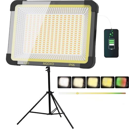投光器 LED充電式 32000mAH 400W高輝度モデル作業灯 5つ点灯モード フラッドライト IP66防水 太陽光 ソーラー充電/Type-c充電/三脚が付属 折り畳み式 アウトドア 投光器 led 屋外 便携式 マグネット フック付き 9827159f