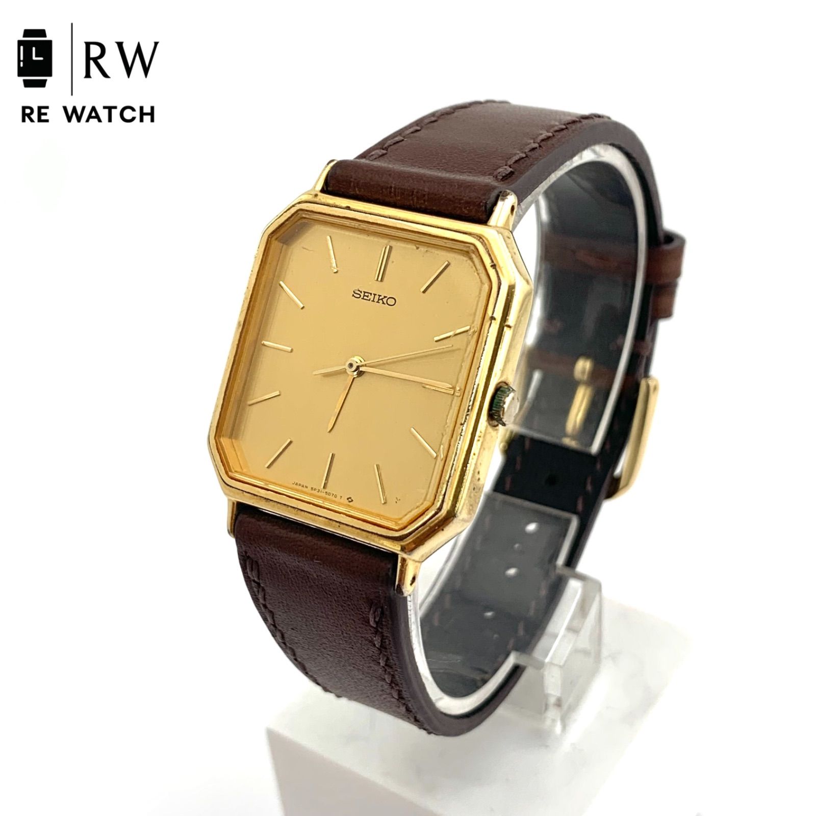 中古】SEIKO 5P31-5050 クォーツ腕時計 ゴールド文字盤 SEIKO ゴールド 