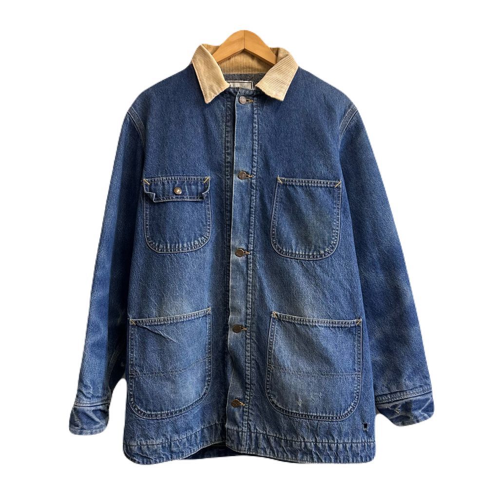 80s USA製 ROEBUCKS デニムカバーオール ブランケット付き 切り返し コーデュロイ SIZE L NO.T419