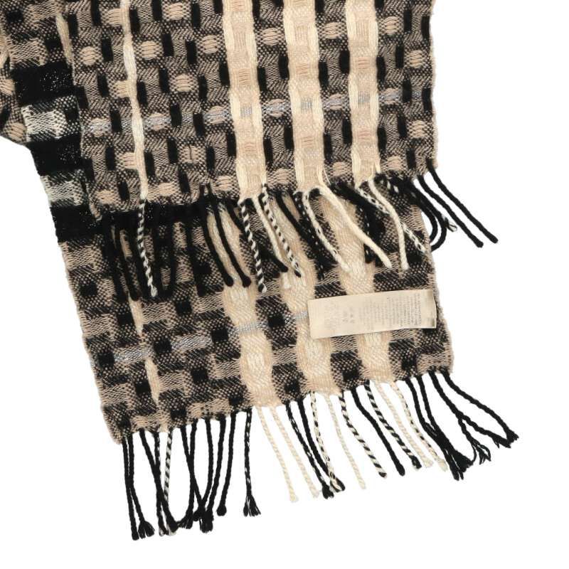 BURBERRY ブラック ウール マフラー フリンジ付き バーバリー ウール/カシミヤフリンジマフラー レディース - メルカリ