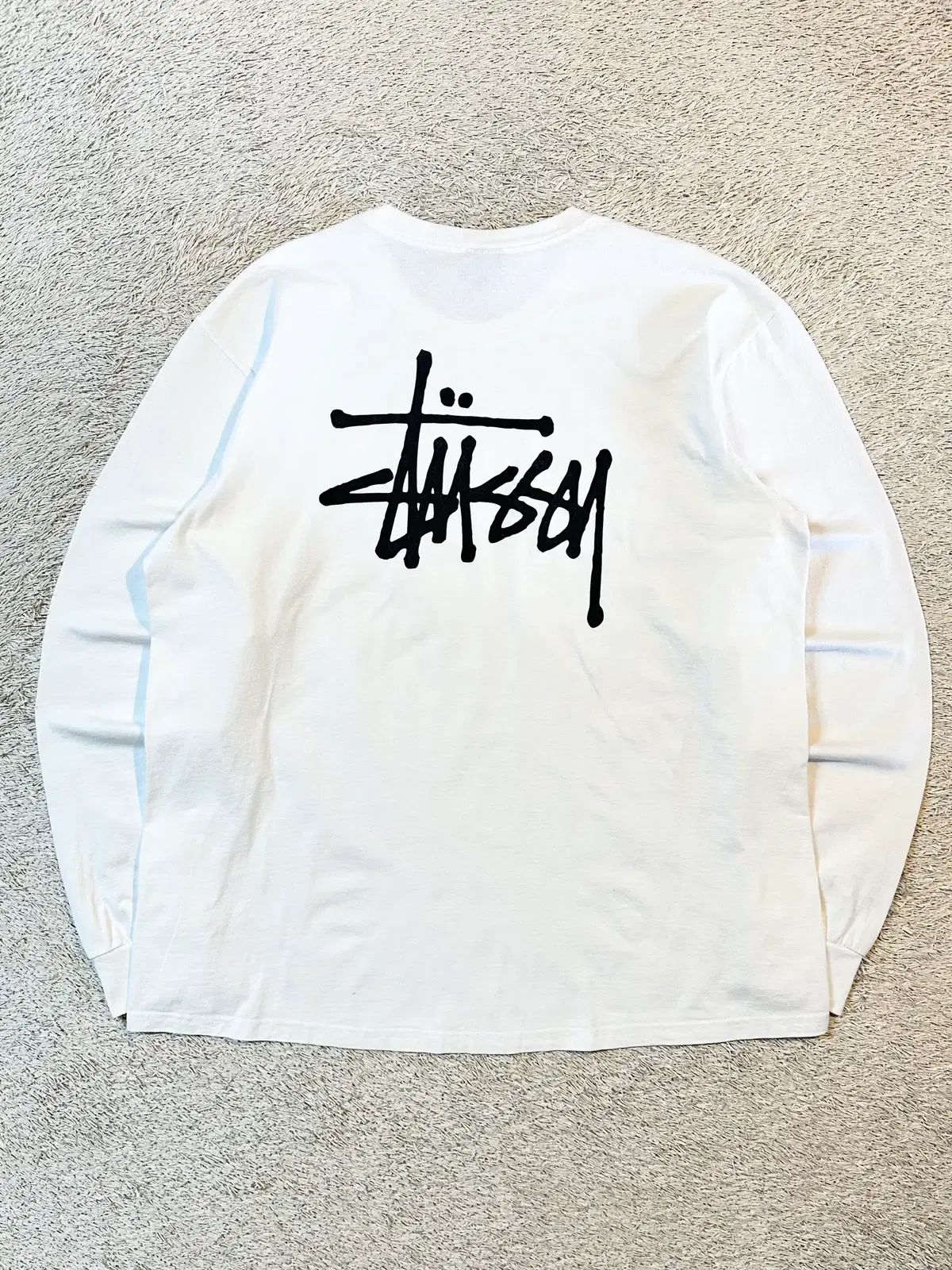 XL STUSSY ステューシー ベーシック ロゴ ロングスリーブ 白 