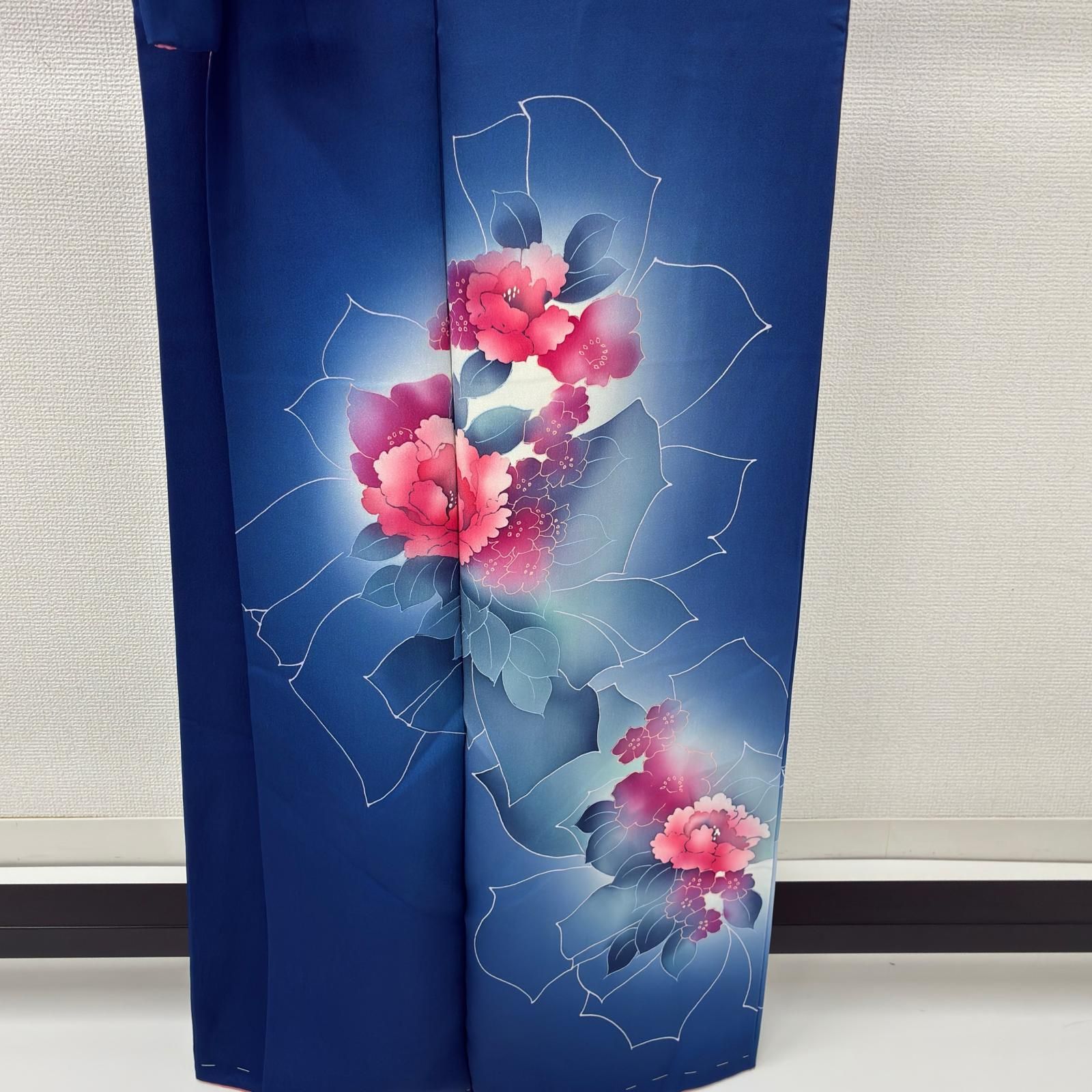付け下げ 裄67 正絹 暈し染め 美しい花の染め 紋なし 袷 着物 MK-7477