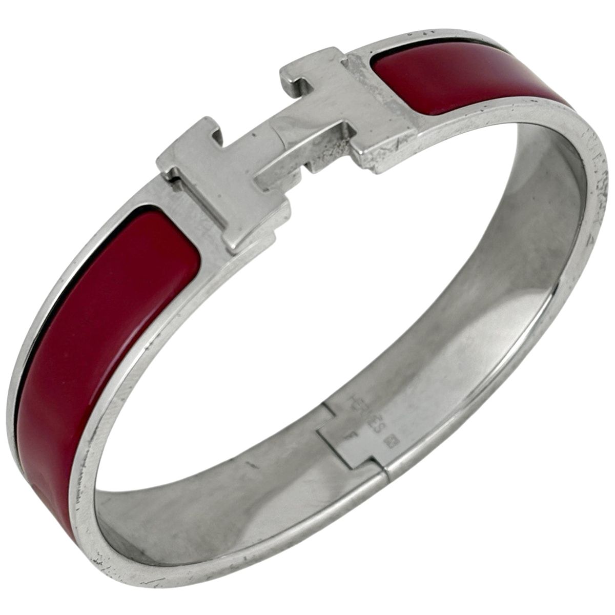 エルメス HERMES クリッククラックPM シルバーメッキ シルバー レッド レディース 【中古】
