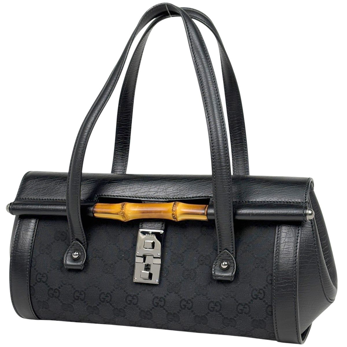 グッチ GUCCI GG柄 バンブー ハンドバッグ GGキャンバス ブラック 111713 レディース 【中古】