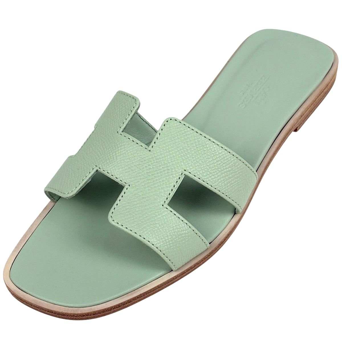 エルメス HERMES オラン フラットサンダル 靴 サンダル レザー ライトグリーン レディース 【中古】