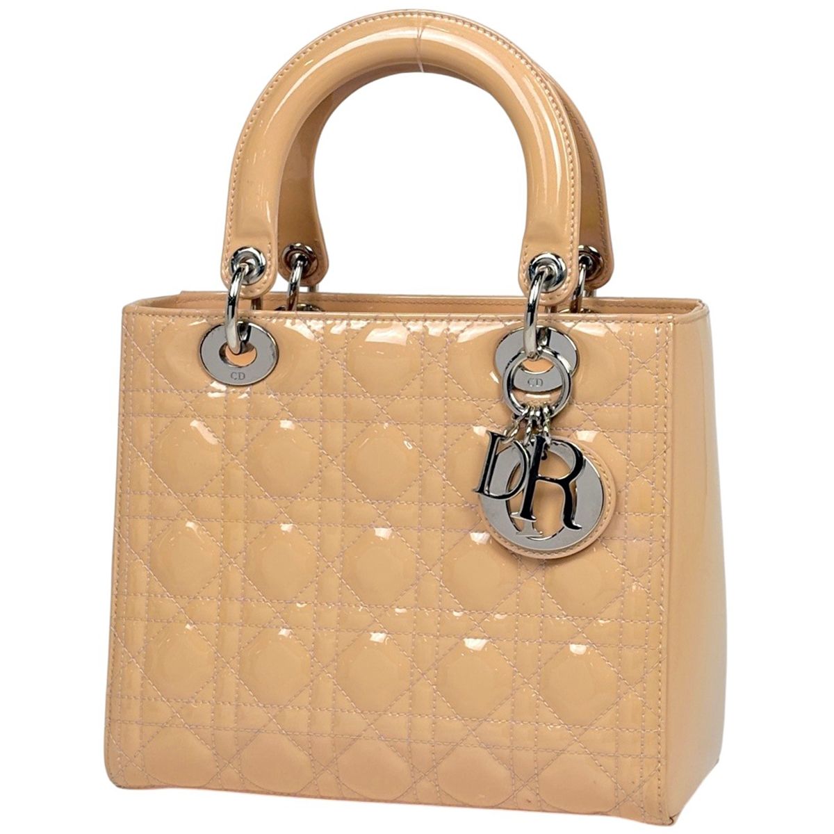 本物 クリスチャン ディオール Christian Dior レディディオール カナージュ 2WAY ショルダーバッグ ハンドバッグ パテント レザー ベージュ バッグ 中古・ 楽天市場】Dior ディオール レディディオール LADYDIOR カナージュ