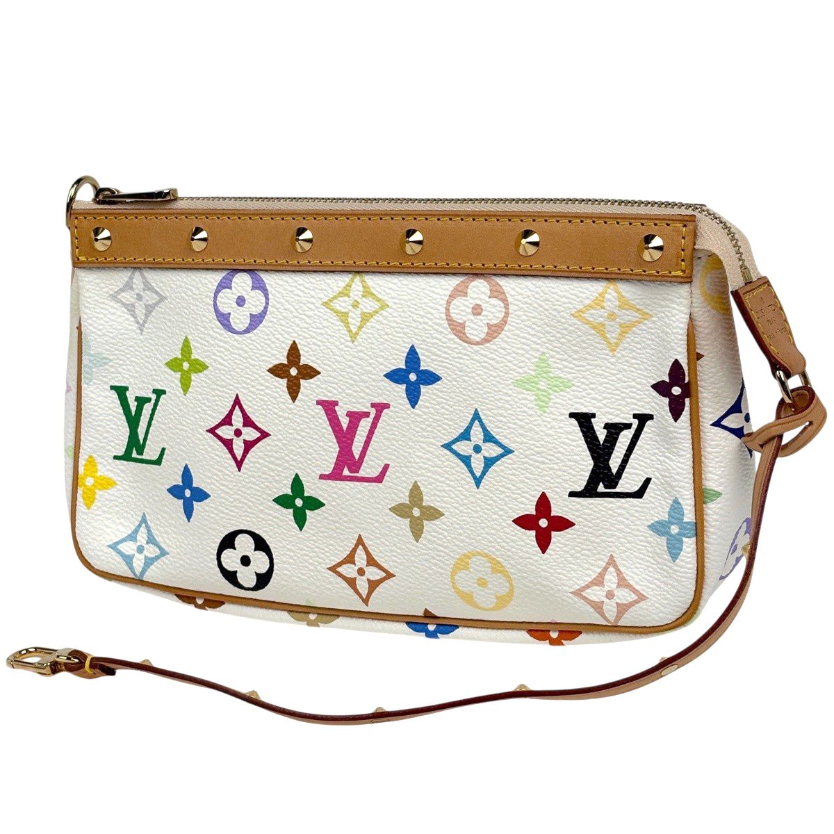 ルイ・ヴィトン Louis Vuitton ポシェット アクセソワール 2WAY ショルダーバッグ スタッズ アクセサリーポーチ モノグラムマルチカラー ブロン(ホワイト) M92649 レディース 【中古】