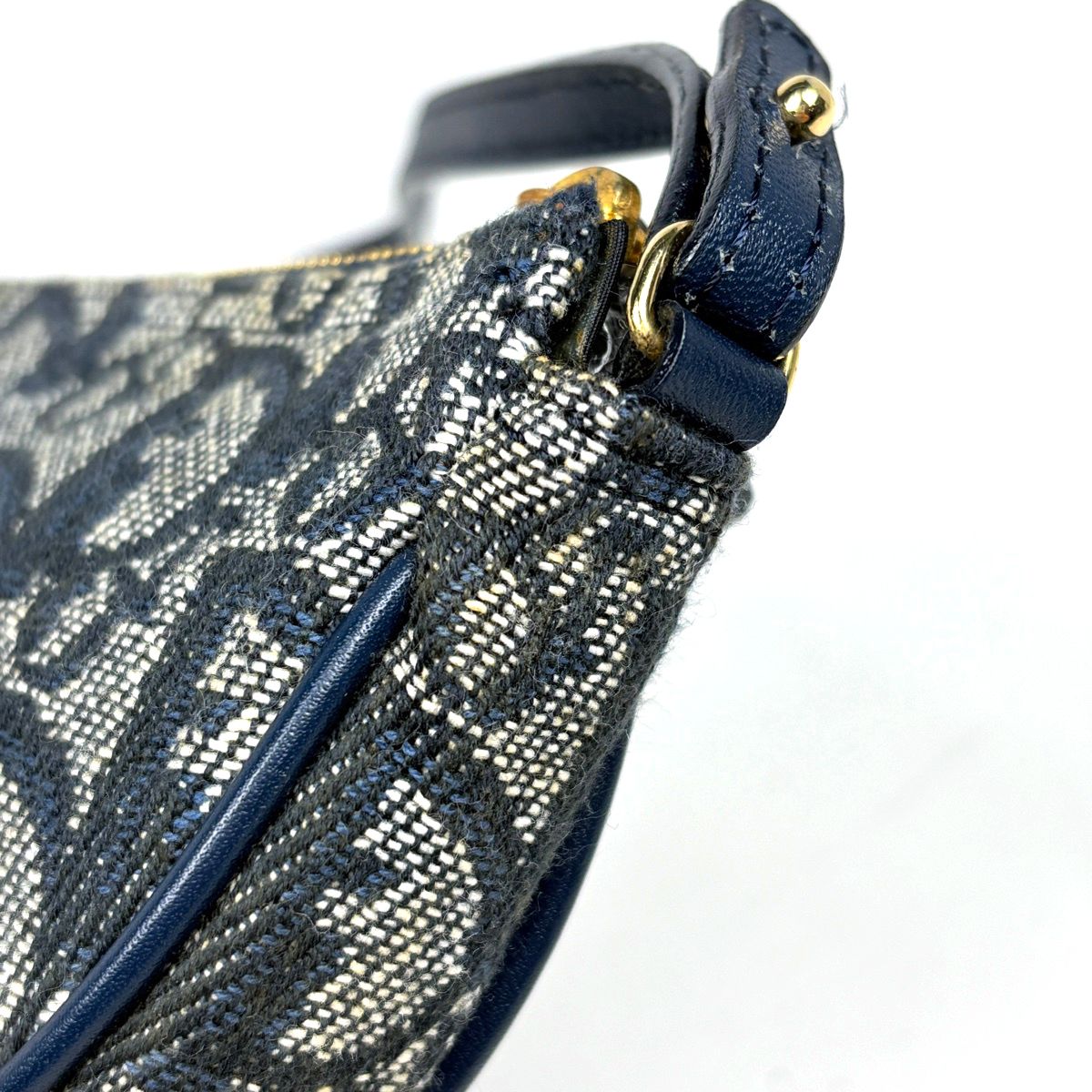 新品同様 クリスチャン ディオール Christian Dior トロッター サドルバッグ ショルダー バッグ キャンバス レザー ネイビー VLP 90275228 クリスチャンディオール Christian Dior トロッター柄 サドルバッグ