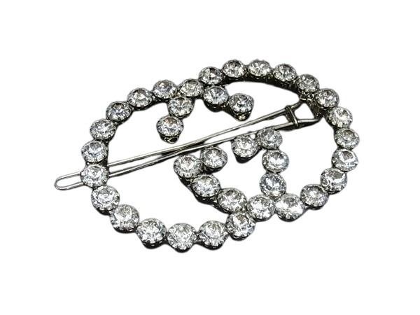GUCCI グッチ ヘアクリップ インターロッキングG シルバー系 メタル ビジュー レディース ヘアピン 髪留め ヘアアクセサリー 美品 20,720円