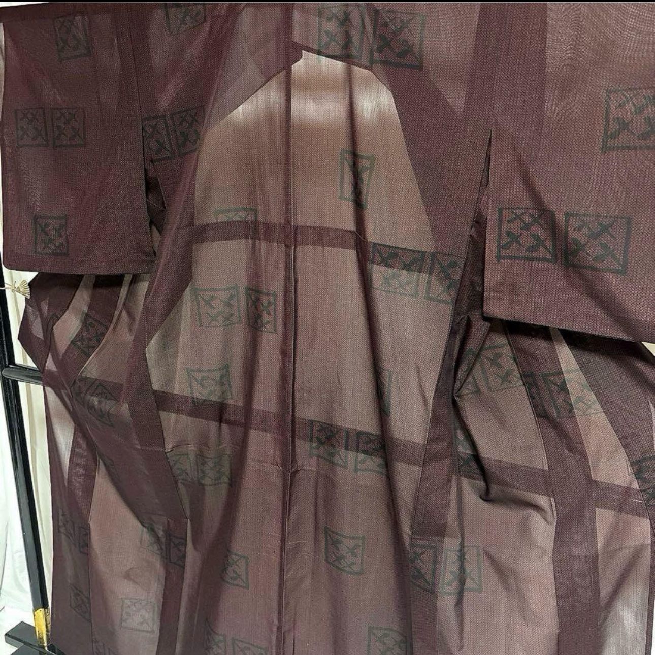 参考上代15万】美品 さんび 東レシルック 夏大島風 小紋 フルセット 紗 