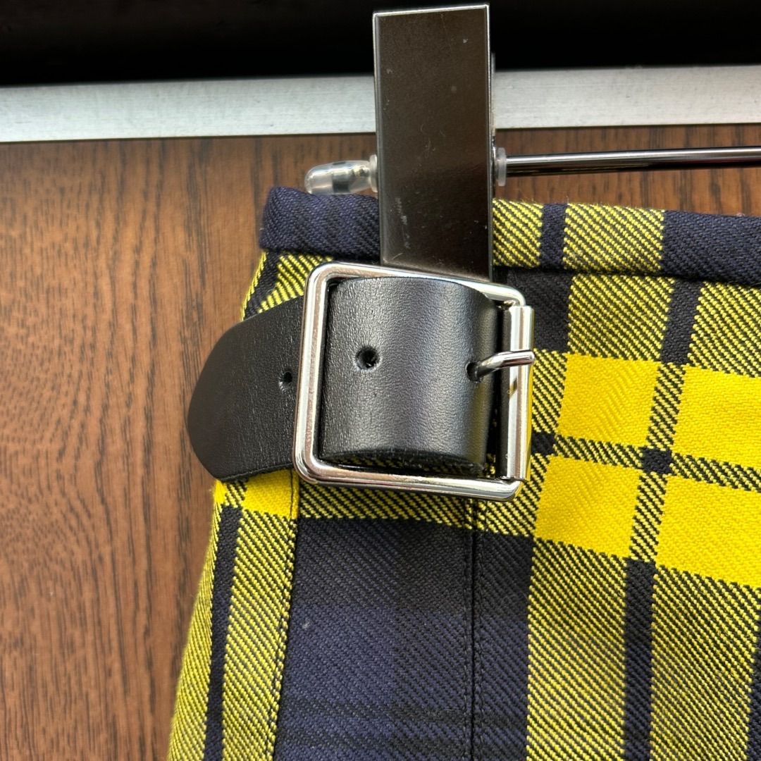 O’NEIL OF DUBLIN マキシスカート アイルランド製 チェック柄 黄×黒 ウール カウレザー付属 O’NEIL OF DUBLIN マキシスカート アイルランド製 チェック柄 黄×黒 ウール カウレザー付属