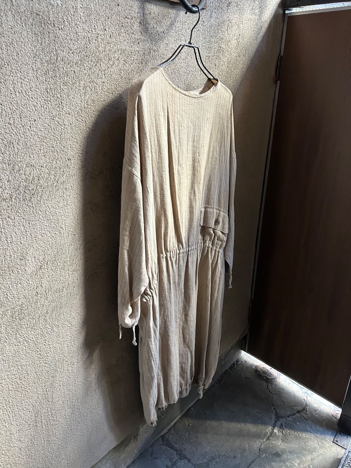 A.T ATSURO TAYAMA ロングワンピース 80s 超希少アーカイブ 元Y’s 退社後初期アイテム 日本製 裾ドローコード ストライプ