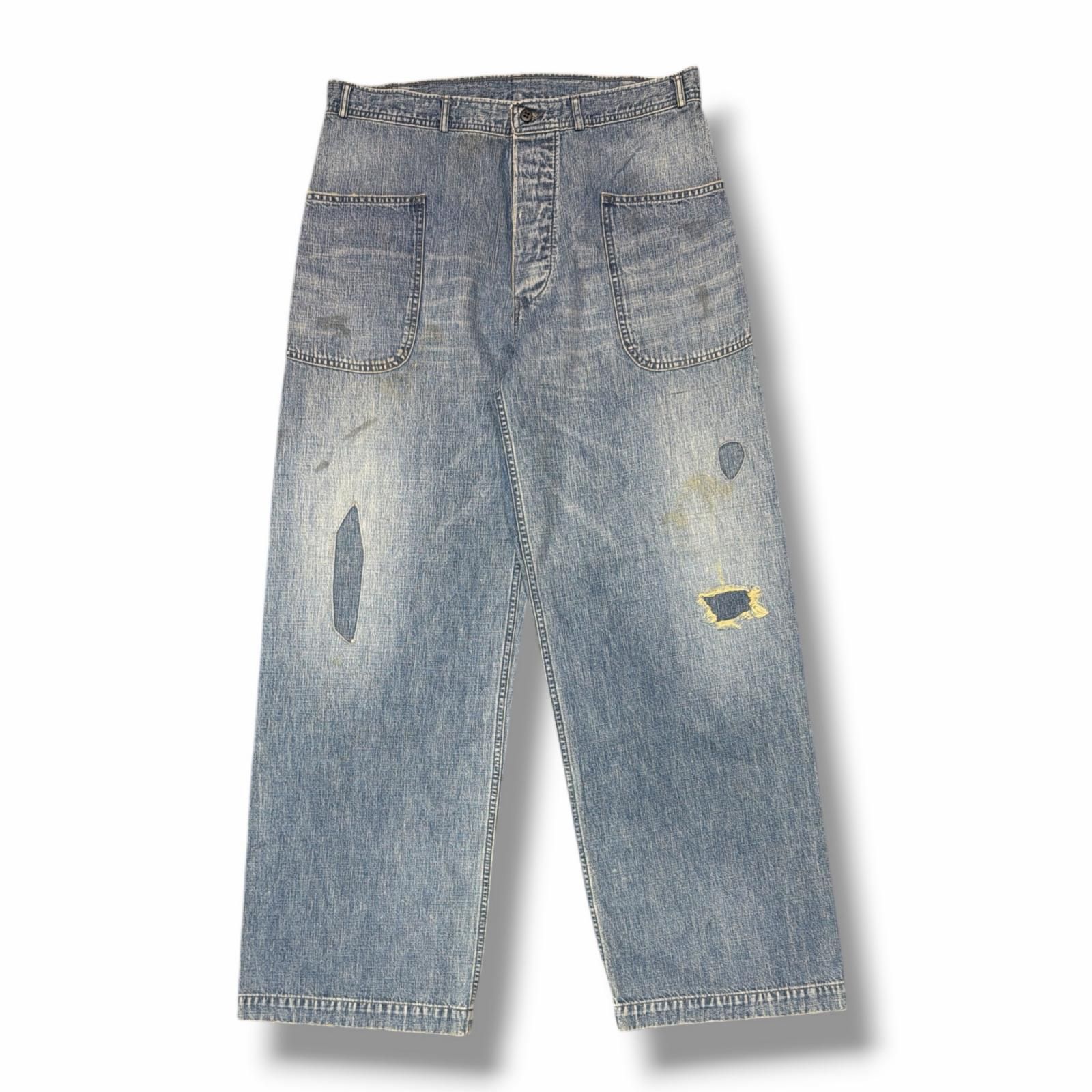 参考上代38500円 未使用 BOWWOW 25SS USN M44 DUNGAREE TROUSERS, SIDE 
