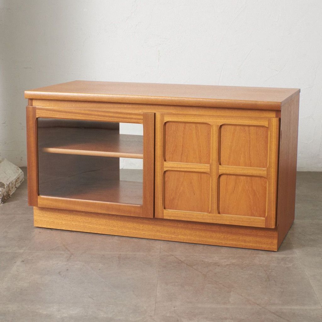 NATHAN ガラス キャビネット AVボード チーク 英国 ヴィンテージ ローボード TV台 サイドボード ネイサン Parker Knoll イギリス 98233