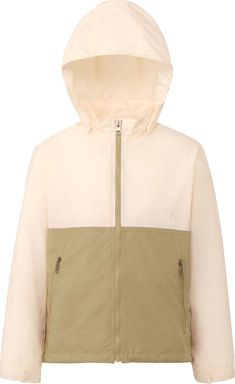 ザ・ノース・フェイス THE NORTH FACE アウトドア コンパクトジャケット Compact Jacket キッズ ジュニア 子供 ウィンドブレーカー アウター 上着 フード取り外し可能 普段使い 外遊び 記名ラベル WC ホワイトデューン×クラシ