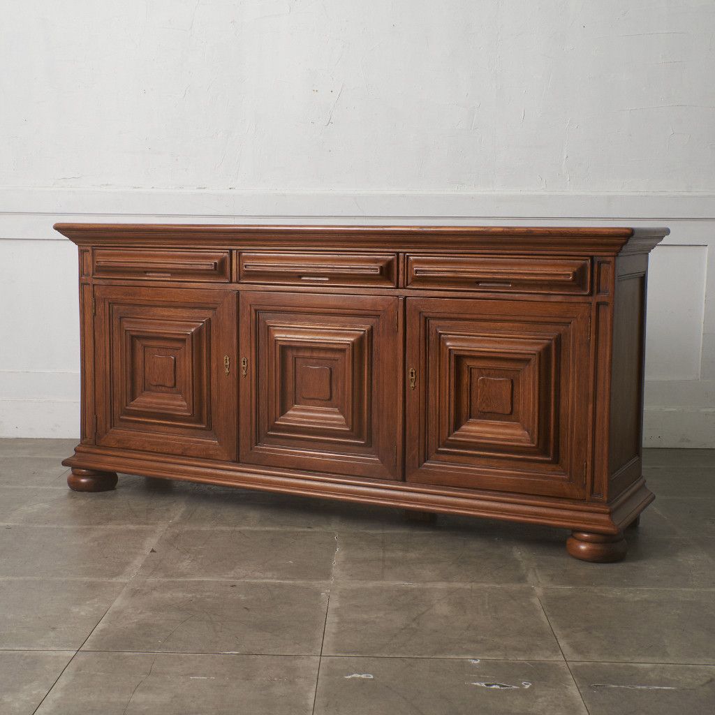 英国 Castle Furniture サイドボード オーク 無垢材 飾り棚 食器棚 キャビネット 収納 ローボード クラシック カントリー 鍵付 99893