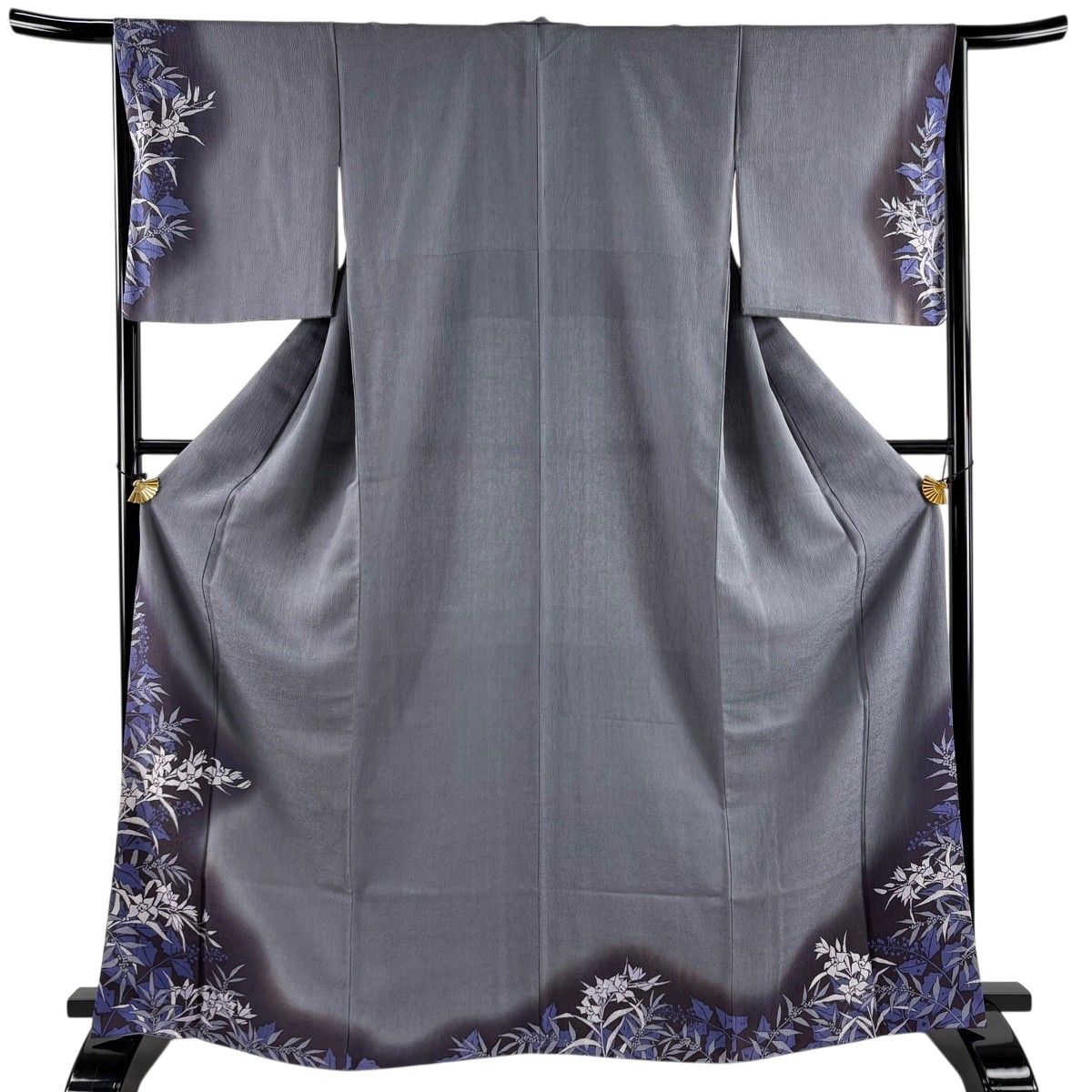 付下げ 身丈166cm 裄丈66.5cm 正絹 美品 名品 【中古】 付下げ 身丈166cm 裄丈66cm M 袷 草花 ぼかし 灰色 正絹 秀品 【中古