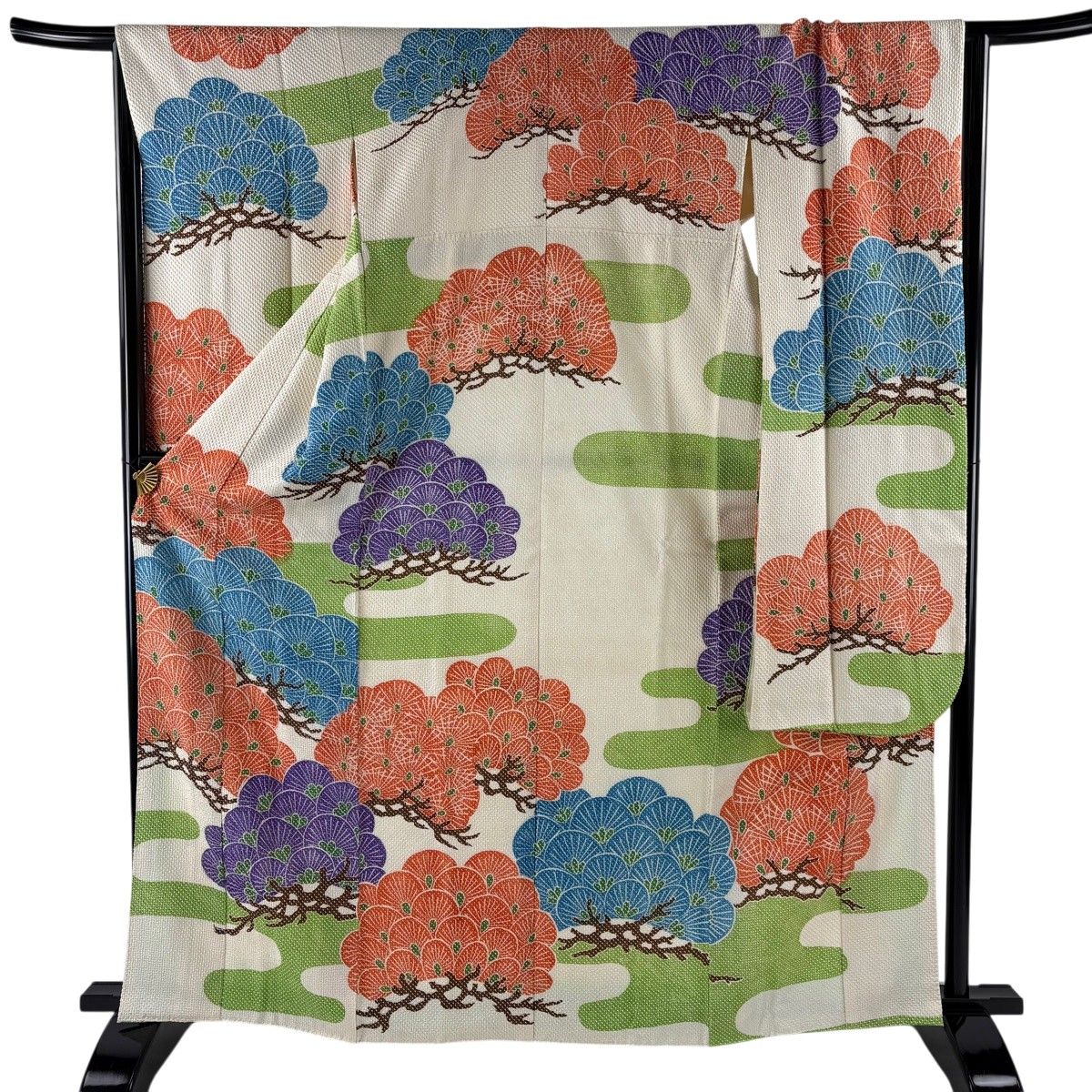 振袖 身丈163.5cm 裄丈67cm M 袷 松 ヱ霞 クリーム 正絹 秀品 【中古】