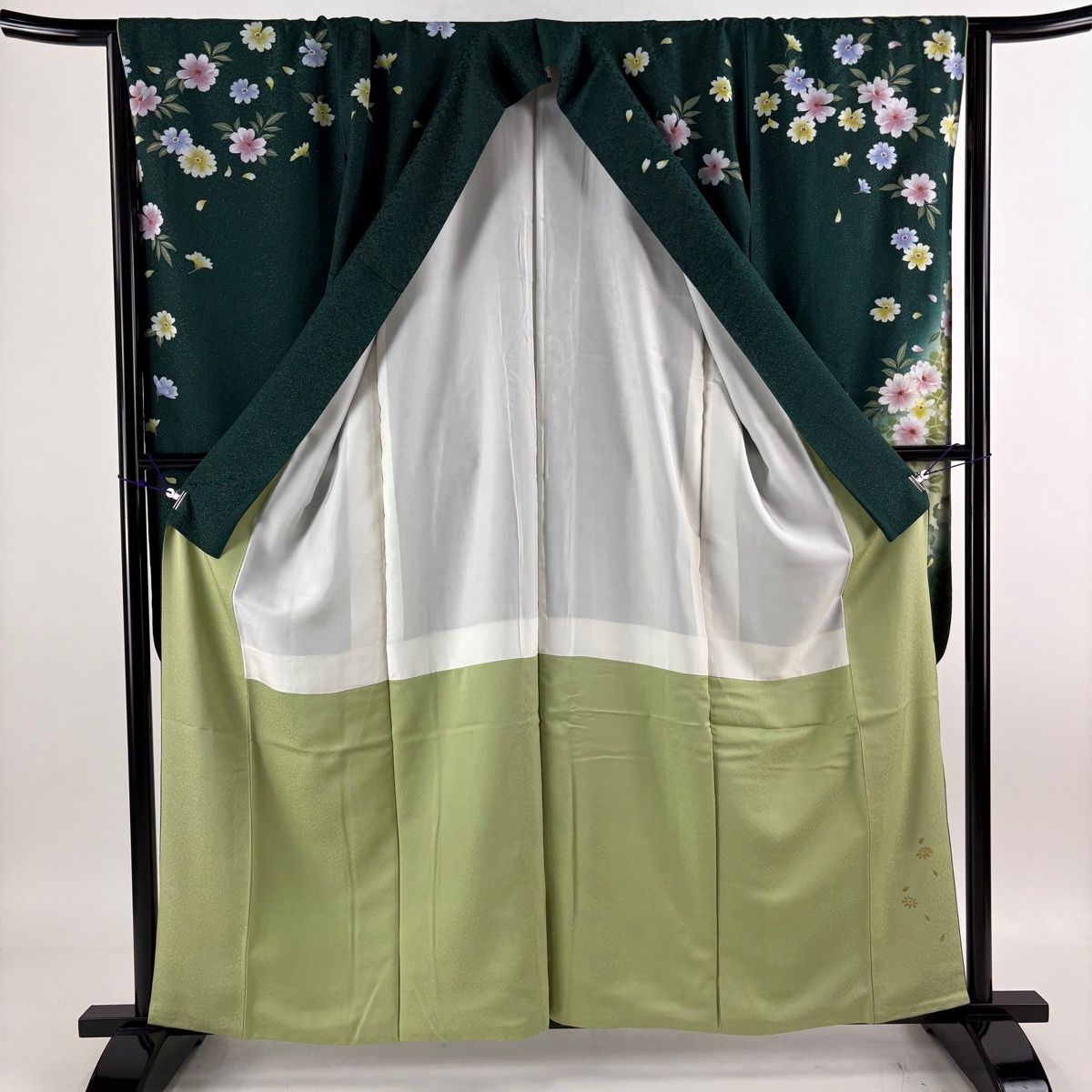 美品】 振袖 身丈160cm 裄丈66.5cm M 袷 袋帯フルセット 草花