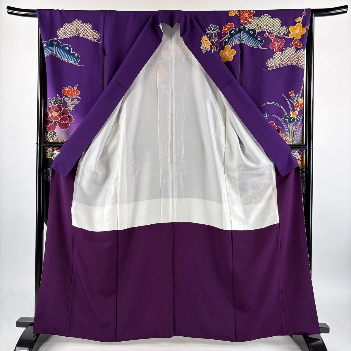 振袖 身丈162.5cm 裄丈66cm 正絹 秀品 【中古】 振袖 身丈162cm 裄丈67.5cm L 袷 桜 梅 銀通し 箔 青 正絹 名品 【中古