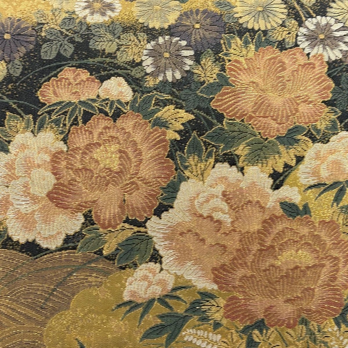袋帯 秀品 牡丹 菊 箔 金糸 金色 六通 正絹 【中古】 - メルカリ