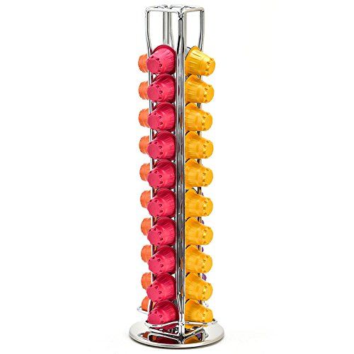 【Caps Racks】 ネスレ ネスプレッソ nespresso 専用 カプセルホルダー 収納 ラック タワー 回転式 40カプセル用 シルバー クロームas 75169614