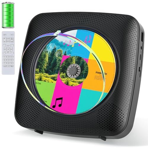 Gueray cdプレーヤー Bluetooth受信/送信 充電可能 壁掛け可能 ステレオスピーカー内蔵 CDプレイヤー FMラジオ USB再生モード 操作簡単 リピート/A-Bリピート再生 mp3対応 イヤホン対応 CDラジカセ 防塵カバー cdb2ba47