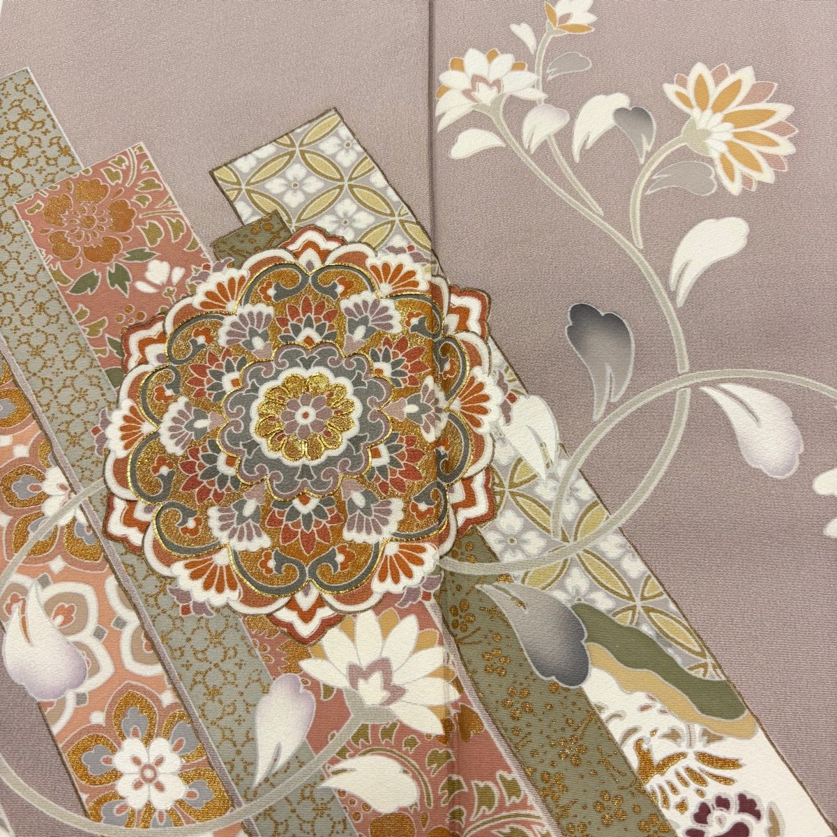 色留袖 身丈159cm 裄丈64.5cm M 袷 華文 花唐草 金糸 金彩 薄小豆 正絹 