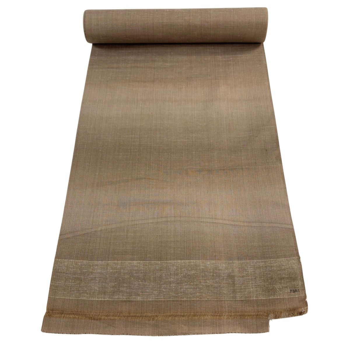 反物 秀品 紬 薄茶色 正絹 【中古】