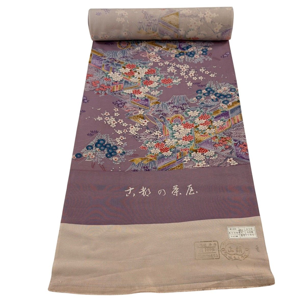 反物 秀品 小紋 草花 花車 灰紫 正絹 【中古】 - メルカリ
