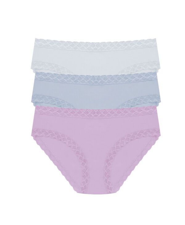 【送料無料】 ナトリ レディース パンツ アンダーウェア Bliss LaceTrim Cotton Brief Underwear 3Pack 156058MP Frost Skyblue Mstviolt Tulip