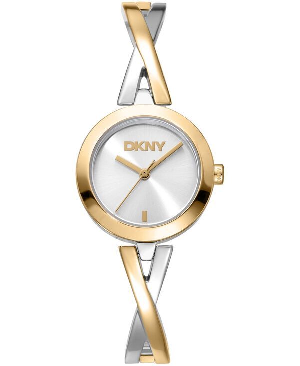 【送料無料】 ダナ キャラン ニューヨーク レディース 腕時計 アクセサリー Womens Half Bangle Quartz TwoTone Stainless Steel Watch 26mm Silver