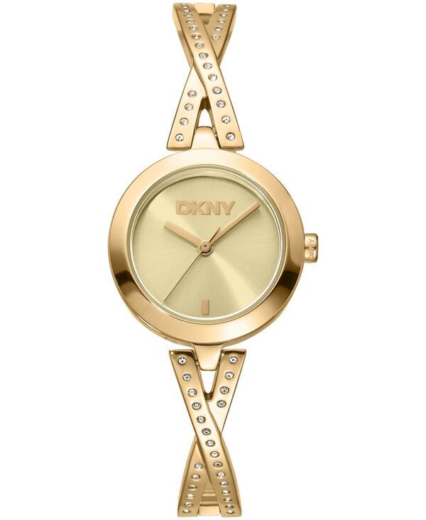 【送料無料】 ダナ キャラン ニューヨーク レディース 腕時計 アクセサリー Womens Half Bangle Quartz GoldTone Stainless Steel Watch 26mm Champagne
