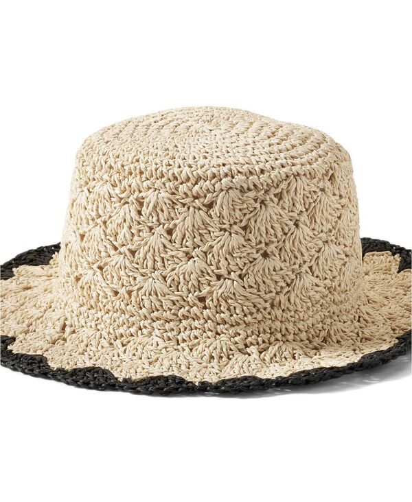 【送料無料】 ランズエンド レディース 帽子 アクセサリー Womens Raffia Bucket Hat Naturalblack
