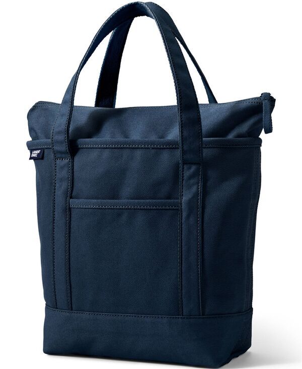 【送料無料】 ランズエンド レディース ボストンバッグ バッグ Medium Solid Color 5 Pocket Zip Top Canvas Tote Bag Radiant navy