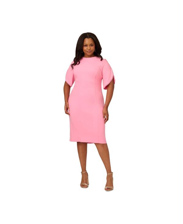 【送料無料】 アドリアナ パペル レディース ワンピース トップス Womens FauxPearlTrim Sheath Dress Cherry Blossom