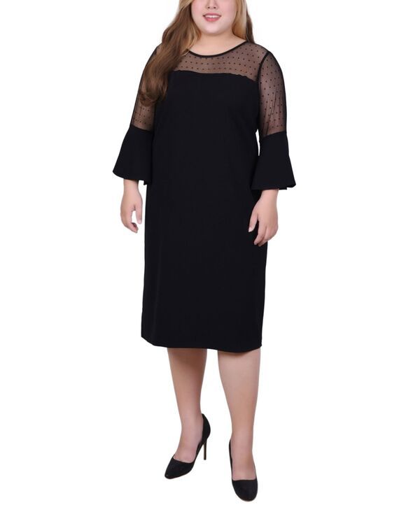 【送料無料】 ニューヨークコレクション レディース ワンピース トップス Womens Illusion Neck Scuba Dress Black