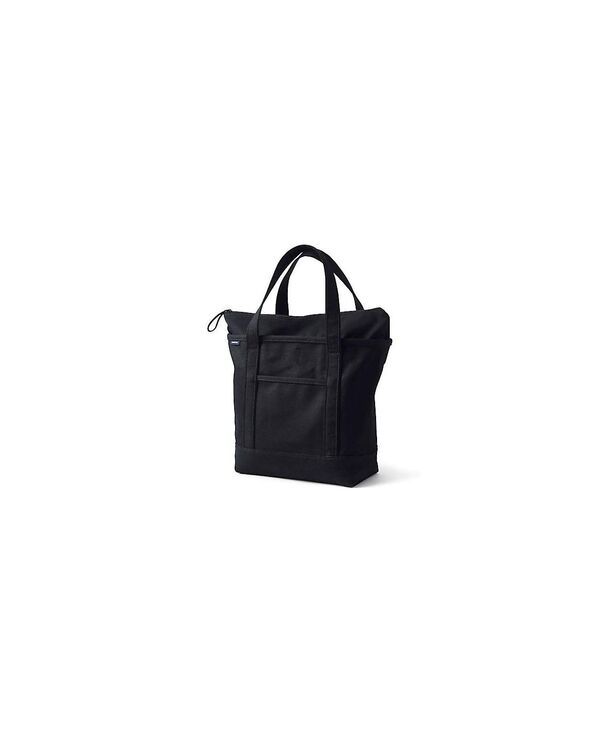 【送料無料】 ランズエンド レディース ボストンバッグ バッグ Medium Solid Color 5 Pocket Zip Top Canvas Tote Bag Blackblack
