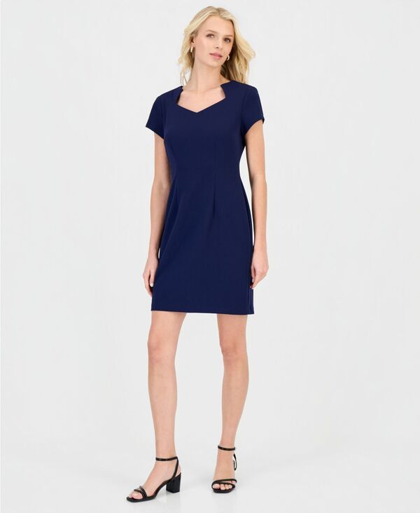 【送料無料】 コネクテッド レディース ワンピース トップス Petite NotchedNeck CapSleeve Sheath Dress Nvy
