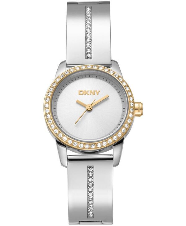 【送料無料】 ダナ キャラン ニューヨーク レディース 腕時計 アクセサリー Womens Half Bangle Silver Dial TwoTone Stainless Steel Watch 28mm Silver