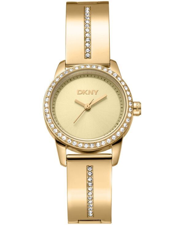 【送料無料】 ダナ キャラン ニューヨーク レディース 腕時計 アクセサリー Womens Half Bangle Quartz GoldTone Stainless Steel Watch 28mm Champagne