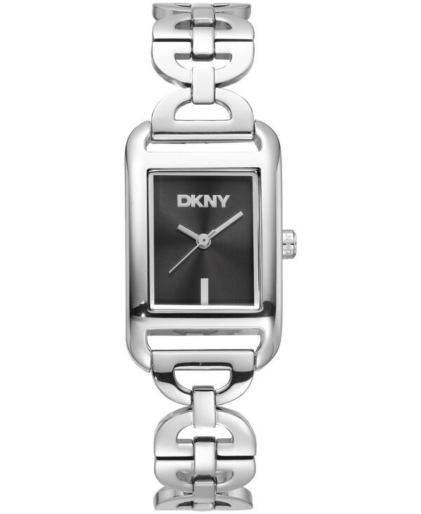 【送料無料】 ダナ キャラン ニューヨーク レディース 腕時計 アクセサリー Womens Open Link Quartz Stainless Steel Bracelet Watch 21x34mm Black