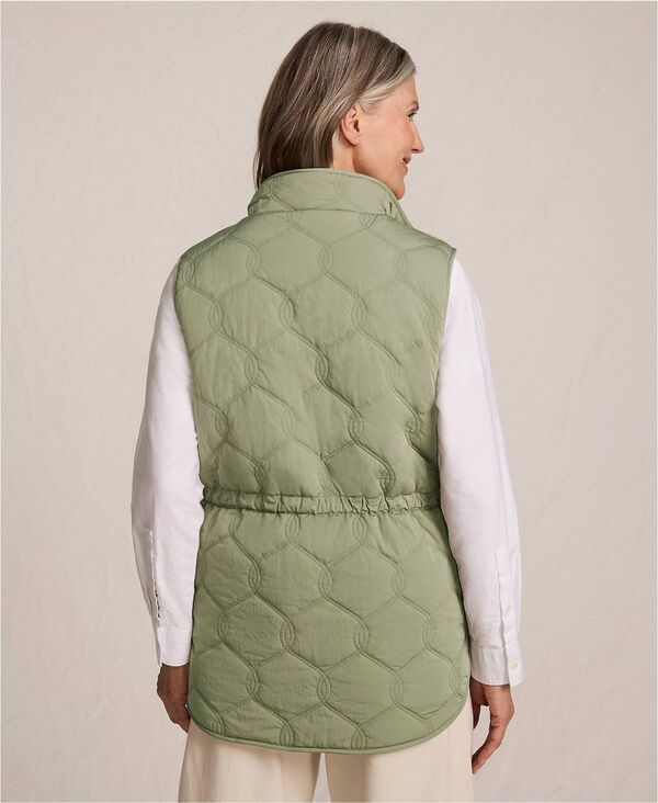 【送料無料】 ランズエンド レディース ベスト トップス Womens Reversible Quilted High Pile Fleece Vest Sage greennatural