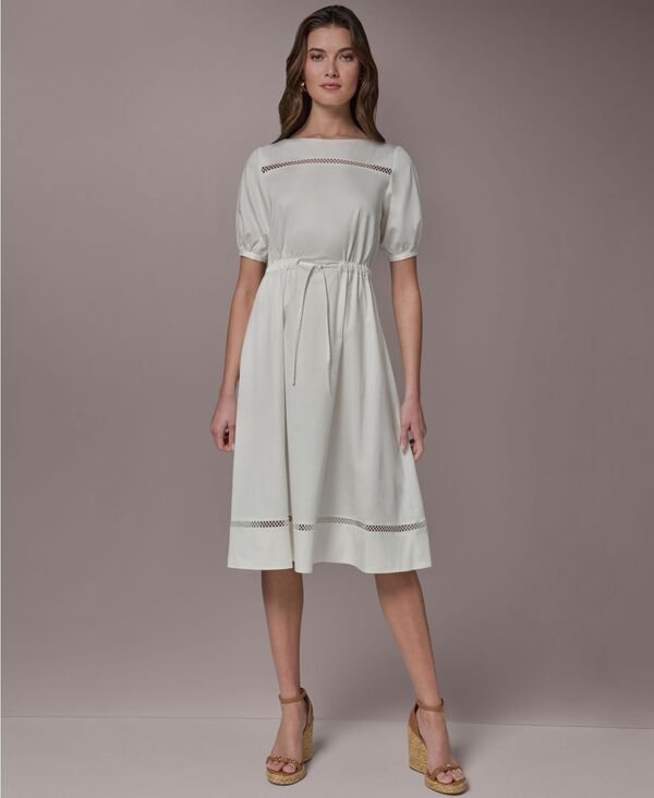 【送料無料】 ダナ キャラン ニューヨーク レディース ワンピース トップス Womens ShortSleeve ALine Dress Cream