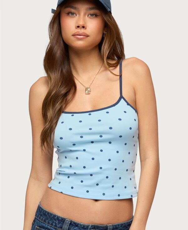 【送料無料】 アディクテッド レディース タンクトップ トップス Womens Carlah Contrast Polka Dot Tank Top Lightblueandnavy