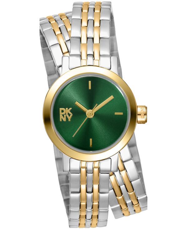 【送料無料】 ダナ キャラン ニューヨーク レディース 腕時計 アクセサリー Womens Mini Quartz TwoTone Stainless Steel Double Bracelet Watch 23mm Dark Green