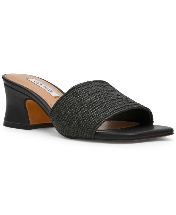 【送料無料】 スティーブ マデン レディース スリッポン・ローファー シューズ Womens Frolic BellHeel SlipOn Sandals Black Raffia