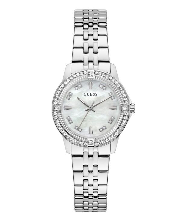 【送料無料】 ゲス レディース 腕時計 アクセサリー Womens Glitz SilverTone Stainless Steel Analog Watch 32mm Silver
