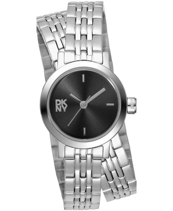 【送料無料】 ダナ キャラン ニューヨーク レディース 腕時計 アクセサリー Womens Mini Quartz Stainless Steel Double Bracelet Watch 23mm Black